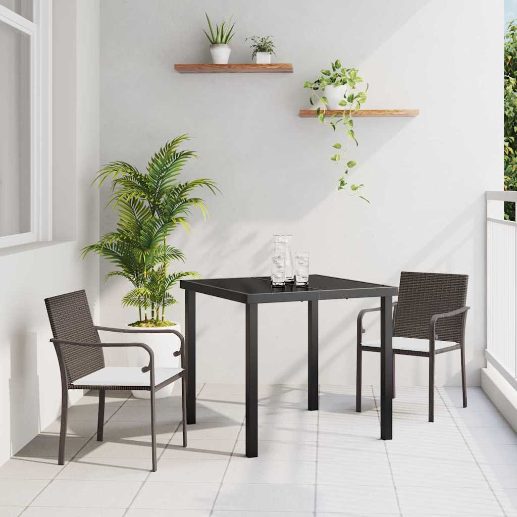 Set da Pranzo per Giardino 3 pcs Marrone Poly Rattan - homemem39