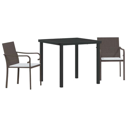 Set da Pranzo per Giardino 3 pcs Marrone Poly Rattan - homemem39