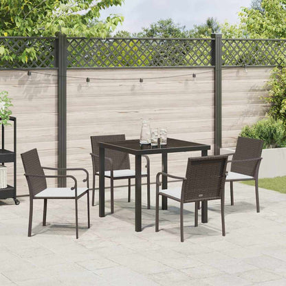 Set da Pranzo per Giardino 5 pcs Marrone Poly Rattan - homemem39