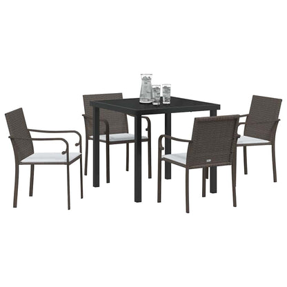Set da Pranzo per Giardino 5 pcs Marrone Poly Rattan - homemem39