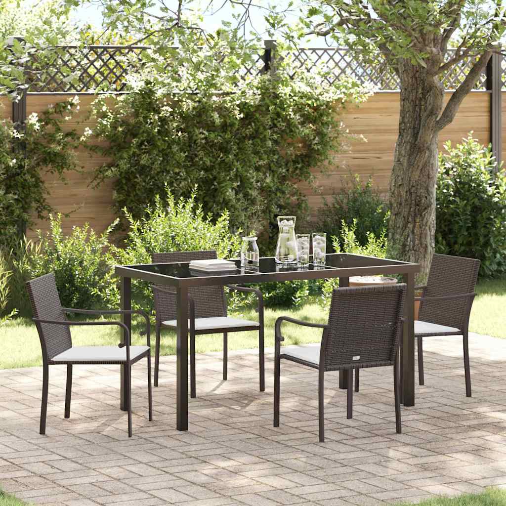 Set da Pranzo per Giardino 5 pcs Marrone Poly Rattan - homemem39