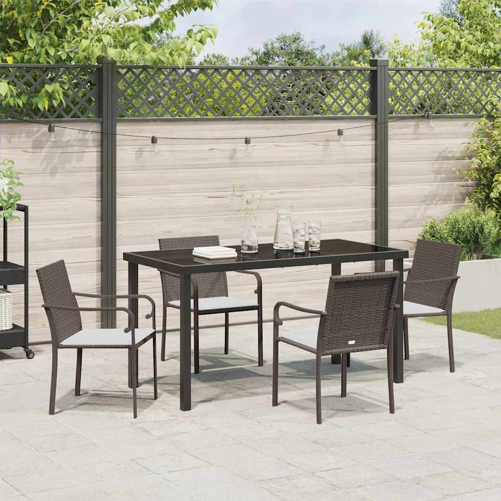 Set da Pranzo per Giardino 5 pcs Marrone Poly Rattan - homemem39