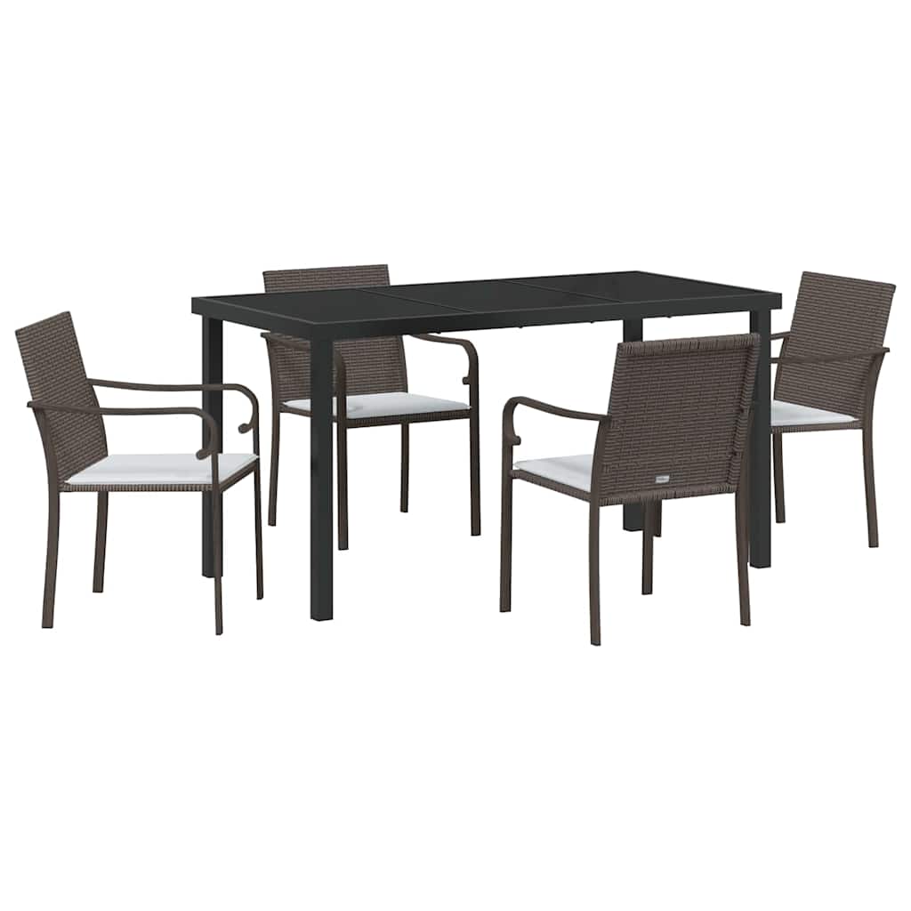 Set da Pranzo per Giardino 5 pcs Marrone Poly Rattan - homemem39