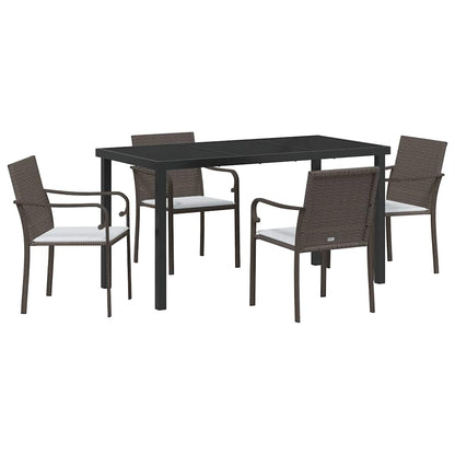 Set da Pranzo per Giardino 5 pcs Marrone Poly Rattan - homemem39