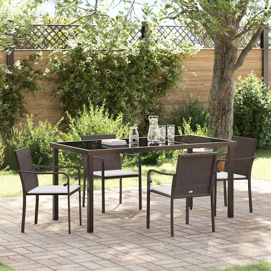 Set da Pranzo per Giardino 5 pcs Marrone Poly Rattan - homemem39