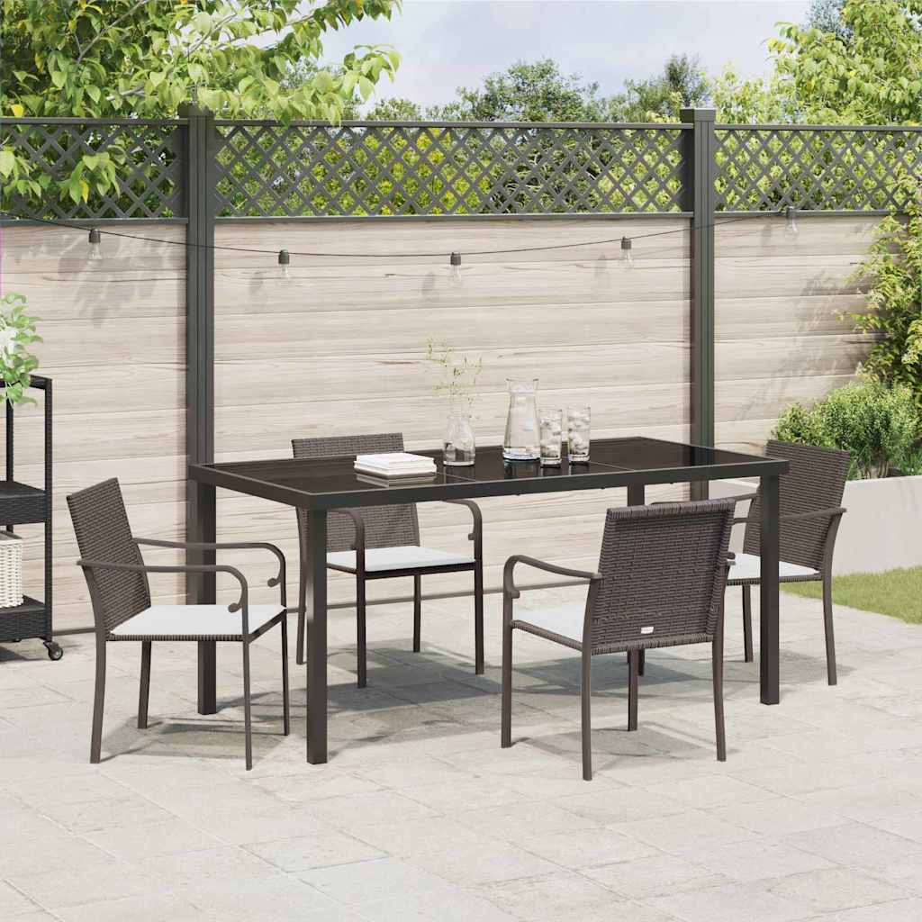 Set da Pranzo per Giardino 5 pcs Marrone Poly Rattan - homemem39