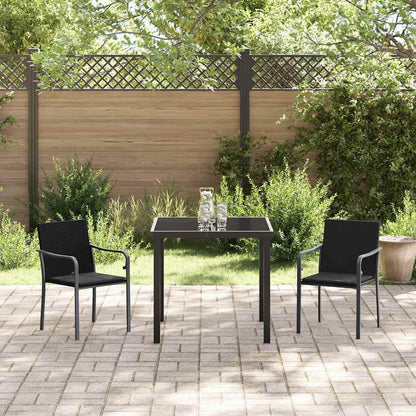 Set da Pranzo per Giardino 3 pcs Nero Poly Rattan - homemem39
