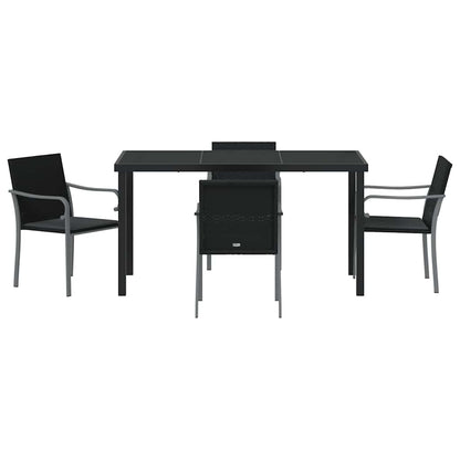 Set da Pranzo per Giardino 5 pcs Nero Poly Rattan - homemem39