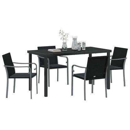 Set da Pranzo per Giardino 5 pcs Nero Poly Rattan - homemem39