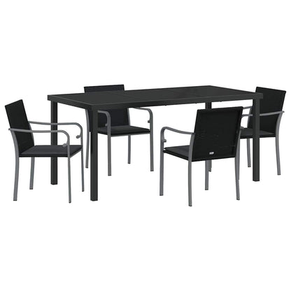 Set da Pranzo per Giardino 5 pcs Nero Poly Rattan - homemem39