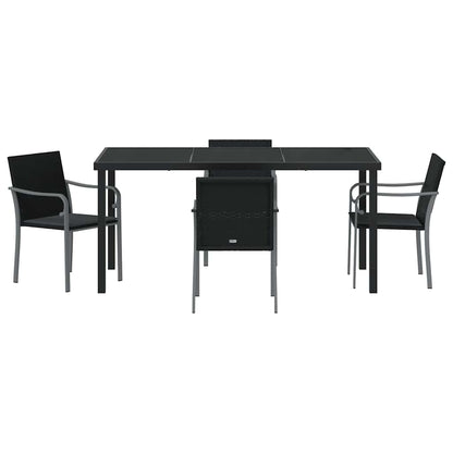 Set da Pranzo per Giardino 5 pcs Nero Poly Rattan - homemem39