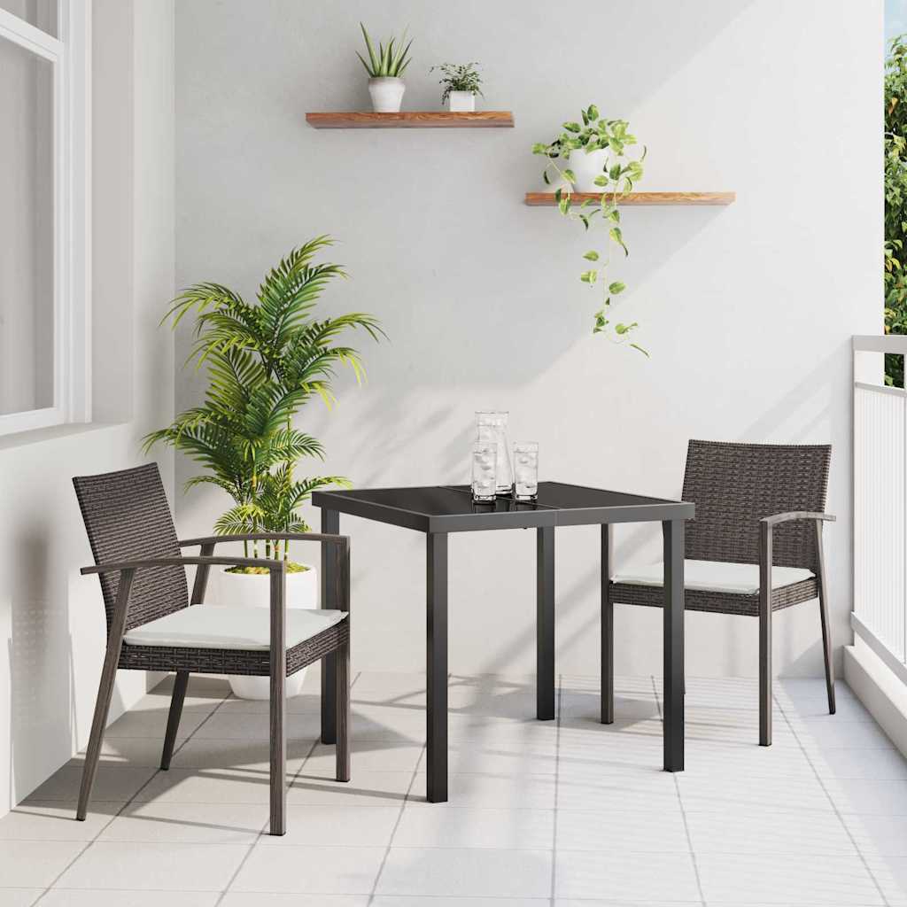 Set da Pranzo per Giardino 3 pcs Marrone Poly Rattan - homemem39