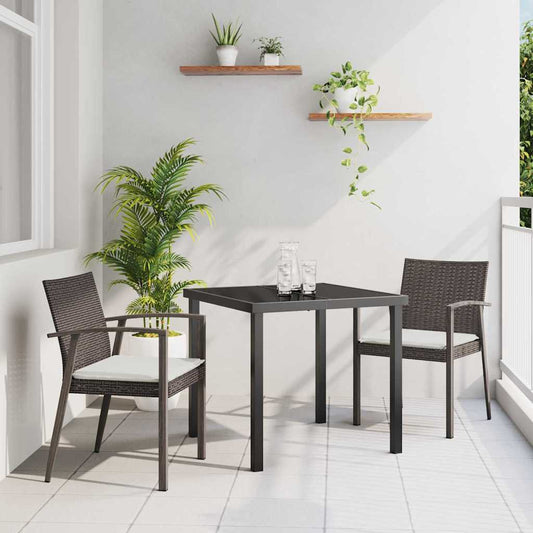 Set da Pranzo per Giardino 3 pcs Marrone Poly Rattan - homemem39