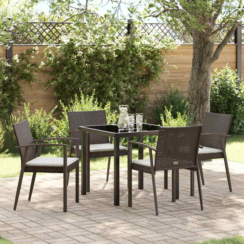 Set da Pranzo per Giardino 5 pcs Marrone Poly Rattan - homemem39