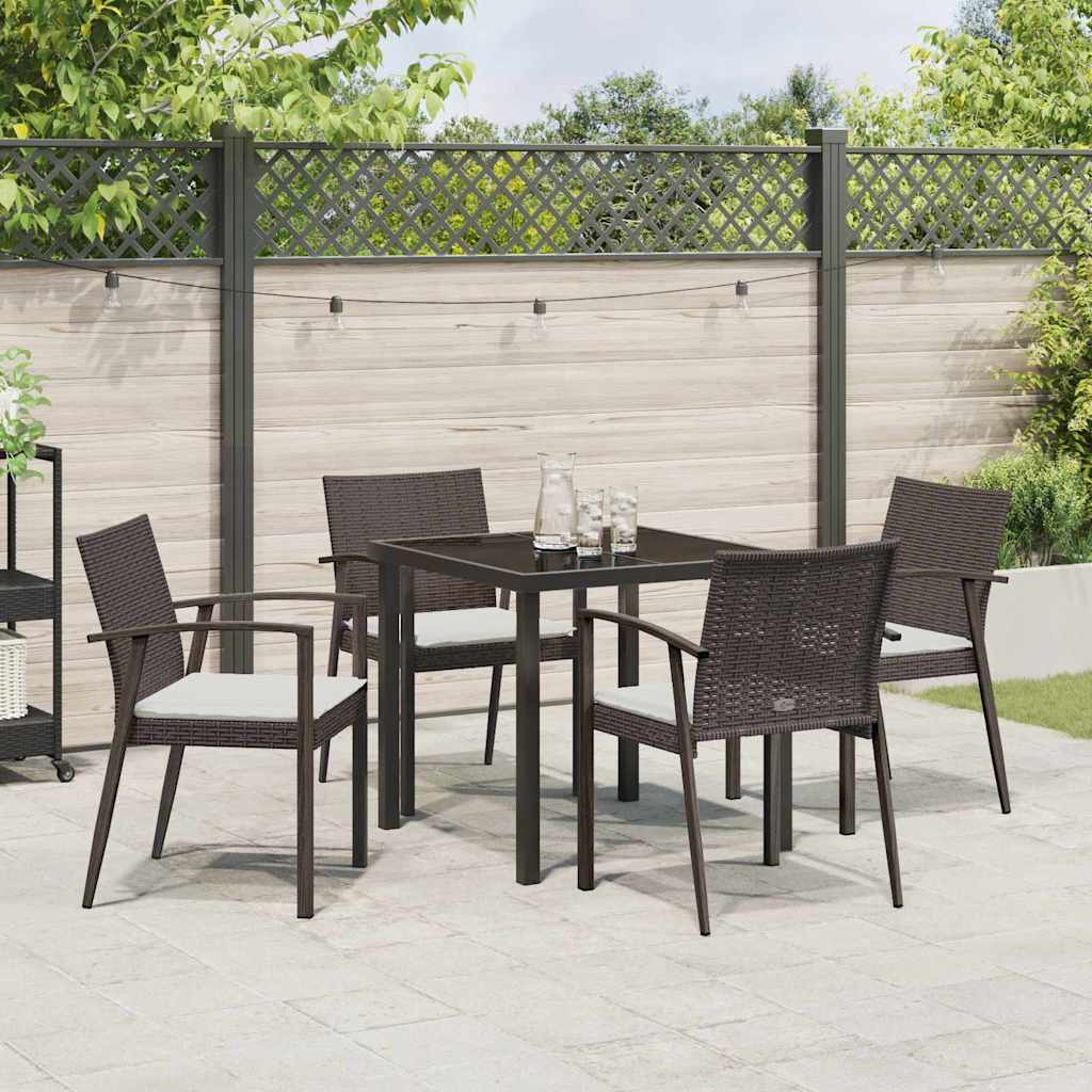 Set da Pranzo per Giardino 5 pcs Marrone Poly Rattan - homemem39