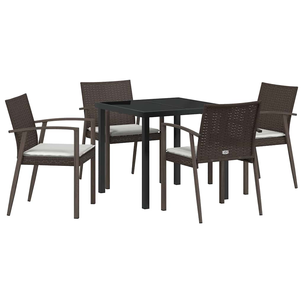 Set da Pranzo per Giardino 5 pcs Marrone Poly Rattan - homemem39