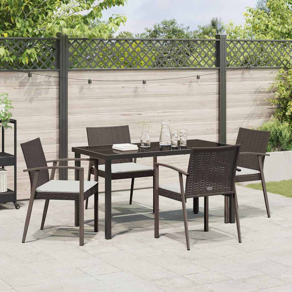 Set da Pranzo per Giardino 5 pcs Marrone Poly Rattan - homemem39