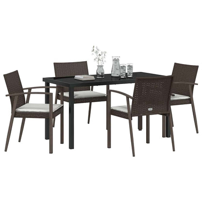 Set da Pranzo per Giardino 5 pcs Marrone Poly Rattan - homemem39