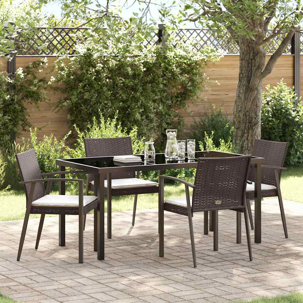 Set da Pranzo per Giardino 5 pcs Marrone Poly Rattan - homemem39