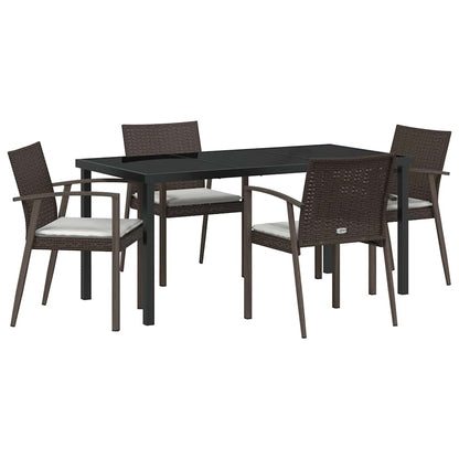 Set da Pranzo per Giardino 5 pcs Marrone Poly Rattan - homemem39