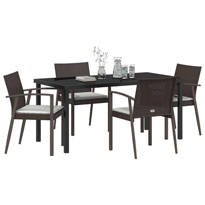 Set da Pranzo per Giardino 5 pcs Marrone Poly Rattan - homemem39
