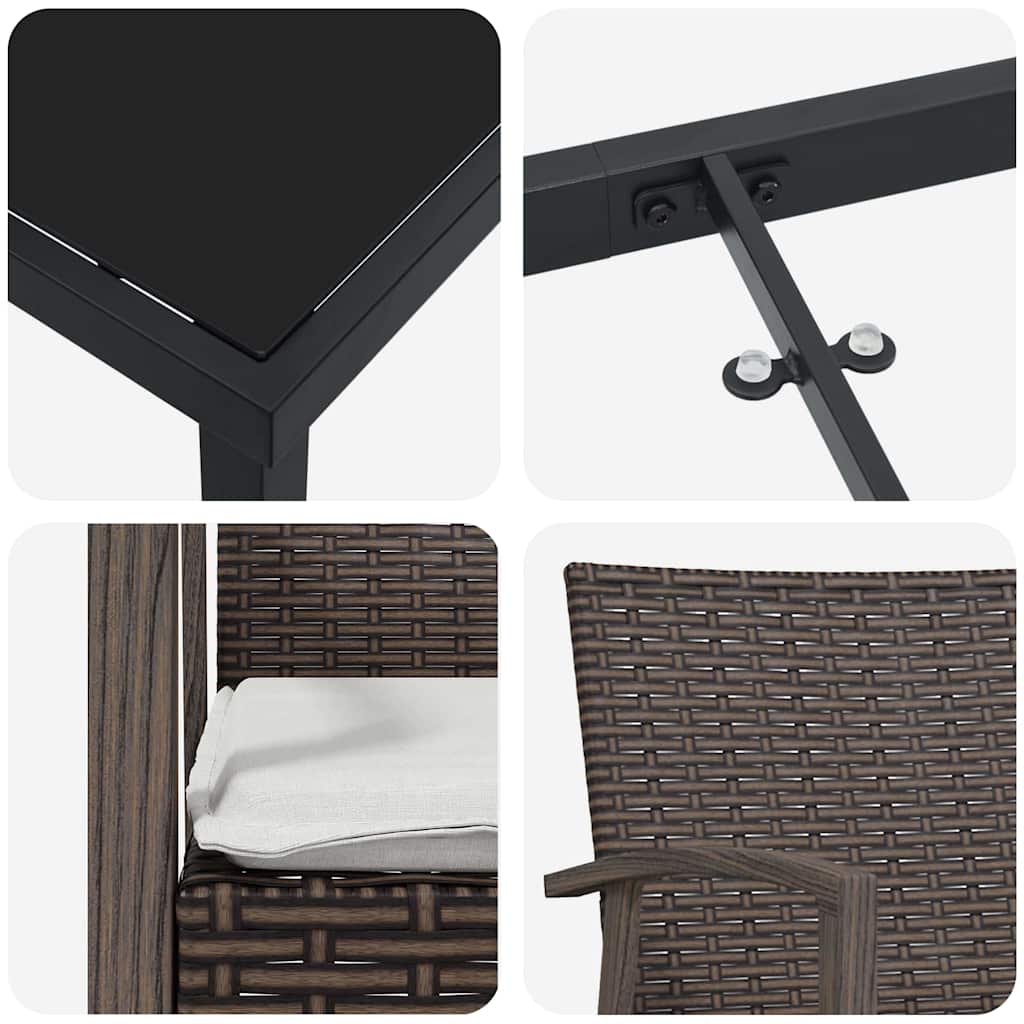 Set da Pranzo per Giardino 7 pcs Marrone Poly Rattan - homemem39