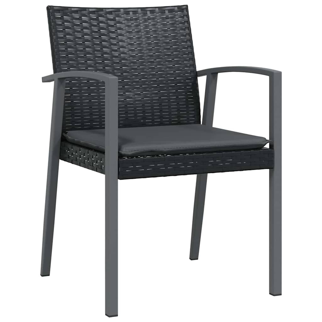 Set da Pranzo per Giardino 3 pcs Nero Poly Rattan - homemem39