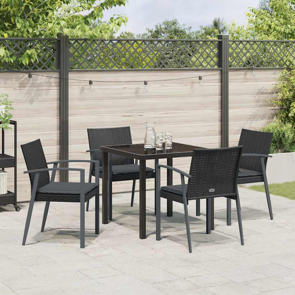Set da Pranzo per Giardino 5 pcs Nero Poly Rattan - homemem39