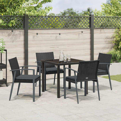Set da Pranzo per Giardino 5 pcs Nero Poly Rattan - homemem39