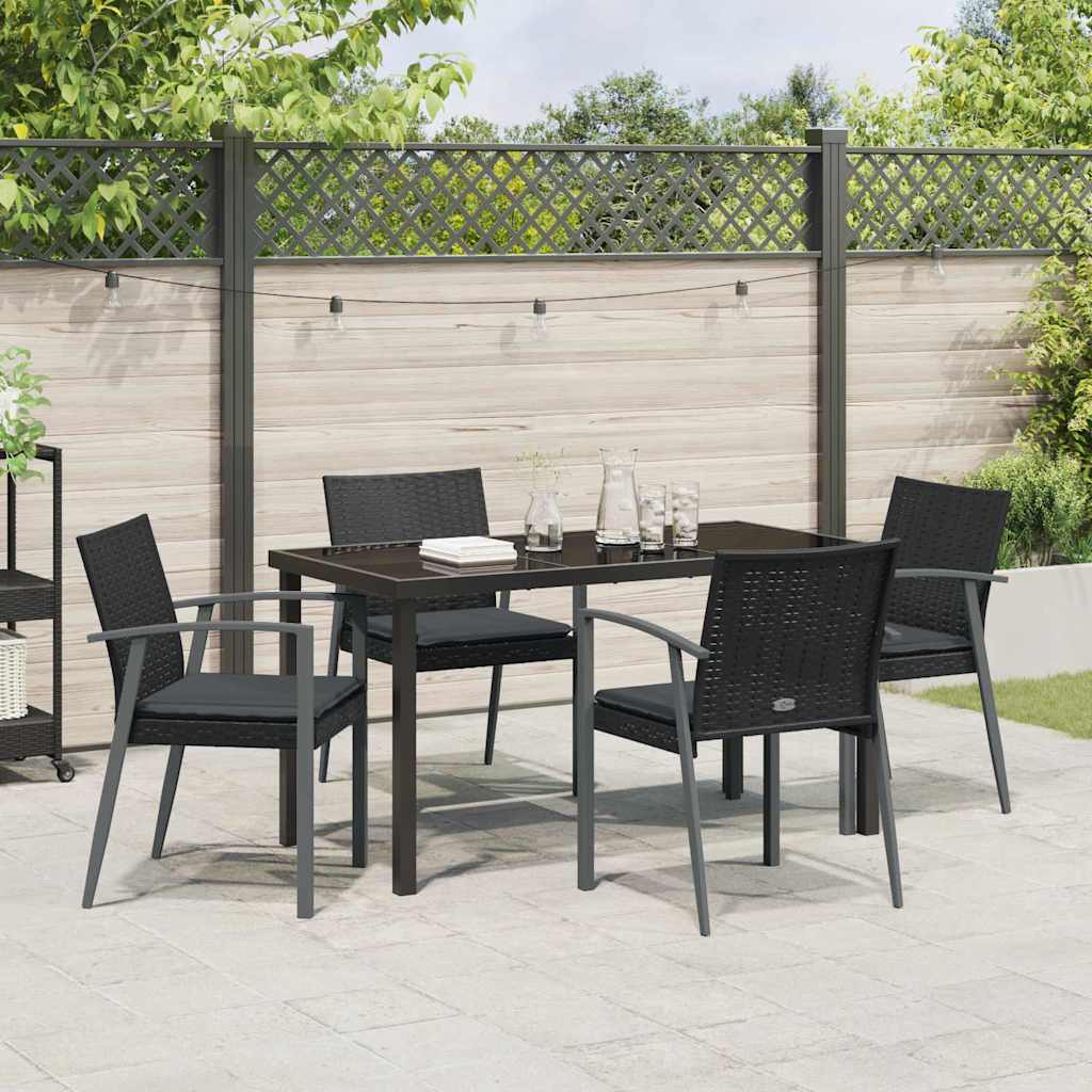Set da Pranzo per Giardino 5 pcs Nero Poly Rattan - homemem39