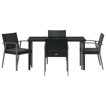 Set da Pranzo per Giardino 5 pcs Nero Poly Rattan - homemem39