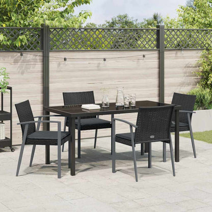 Set da Pranzo per Giardino 5 pcs Nero Poly Rattan - homemem39