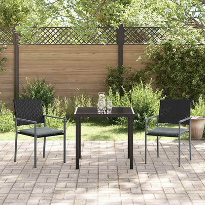 Set da Pranzo per Giardino 3 pcs Nero Poly Rattan - homemem39
