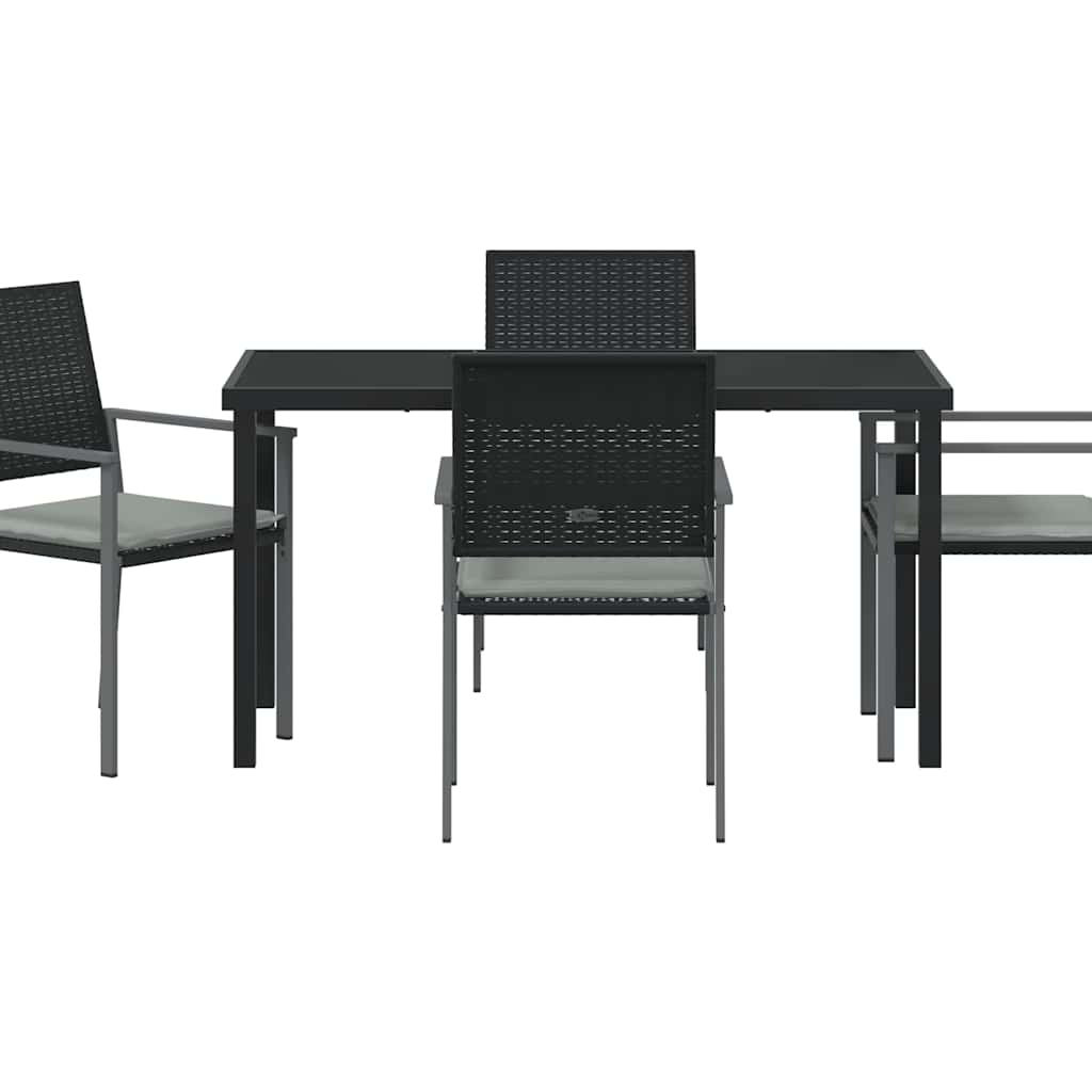 Set da Pranzo per Giardino 5 pcs Nero Poly Rattan - homemem39