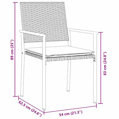 Set da Pranzo per Giardino 7 pcs Nero Poly Rattan - homemem39