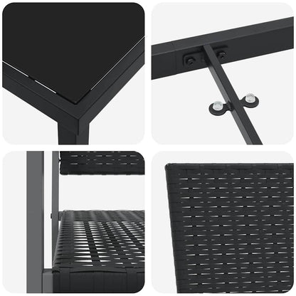 Set da Pranzo per Giardino 3 pcs Nero Poly Rattan - homemem39