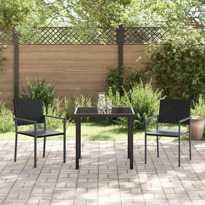 Set da Pranzo per Giardino 3 pcs Nero Poly Rattan - homemem39
