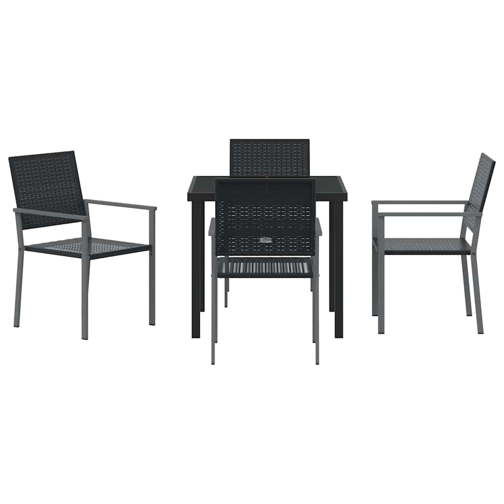 Set da Pranzo per Giardino 5 pcs Nero Poly Rattan - homemem39