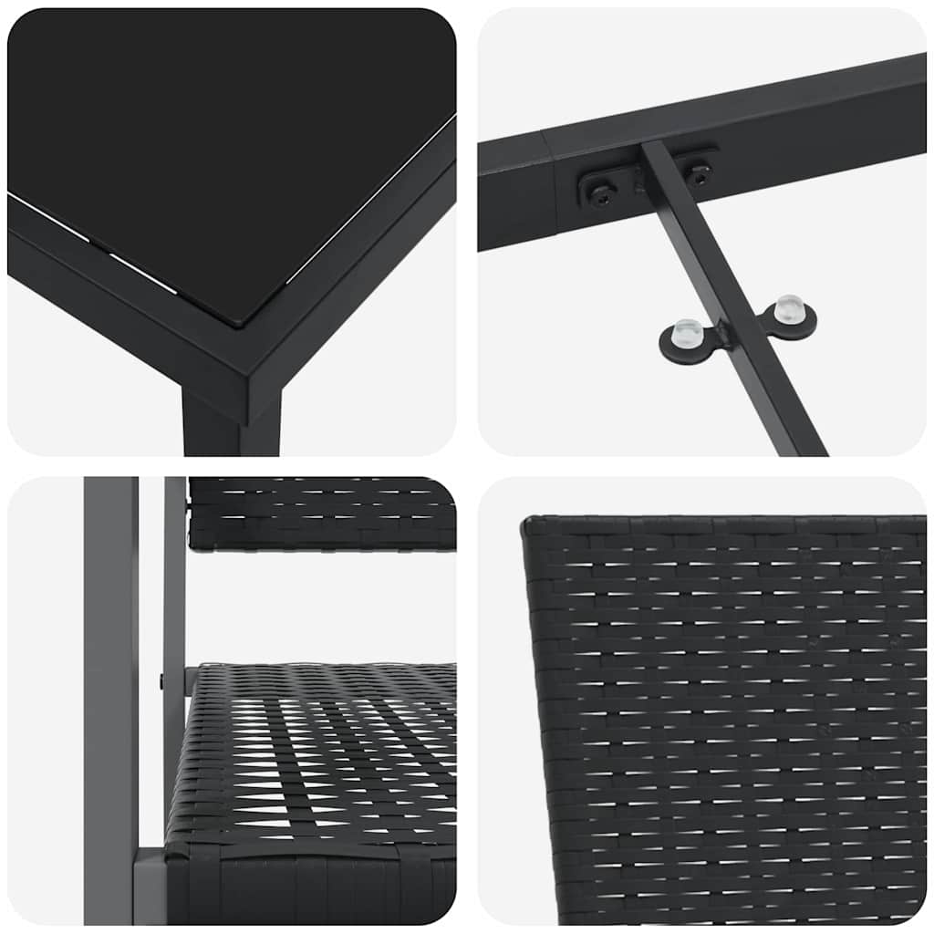 Set da Pranzo per Giardino 5 pcs Nero Poly Rattan