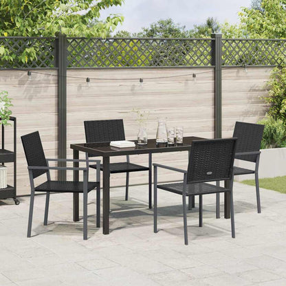 Set da Pranzo per Giardino 5 pcs Nero Poly Rattan