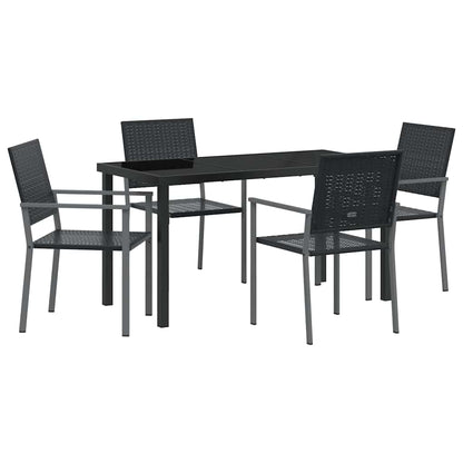 Set da Pranzo per Giardino 5 pcs Nero Poly Rattan