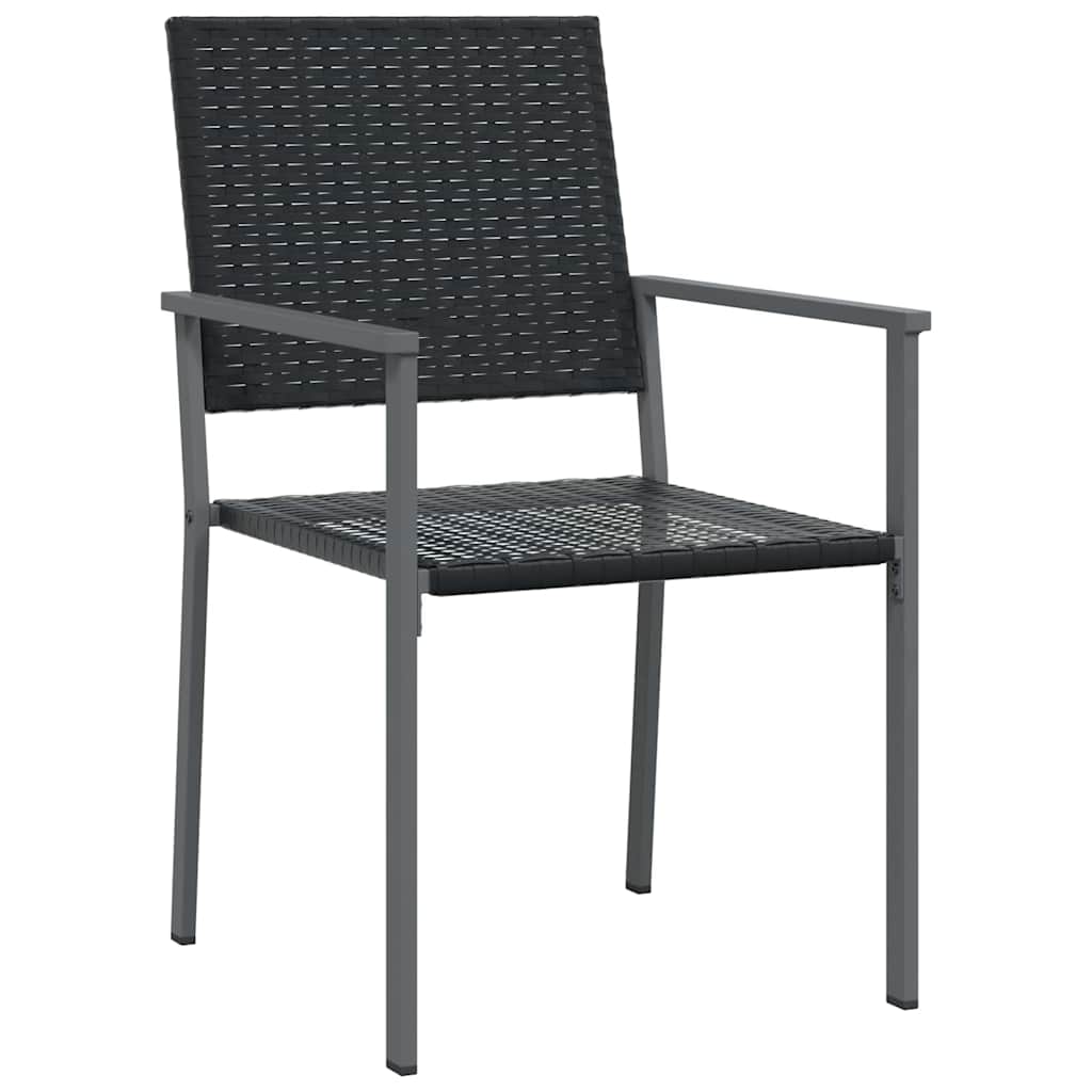 Set da Pranzo per Giardino 5 pcs Nero Poly Rattan
