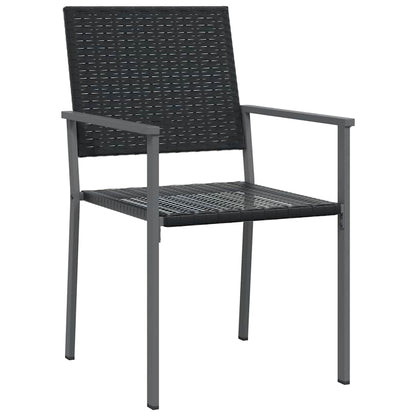 Set da Pranzo per Giardino 5 pcs Nero Poly Rattan