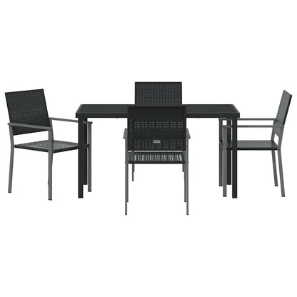 Set da Pranzo per Giardino 5 pcs Nero Poly Rattan