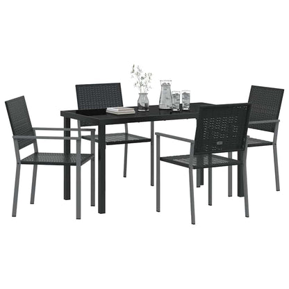 Set da Pranzo per Giardino 5 pcs Nero Poly Rattan