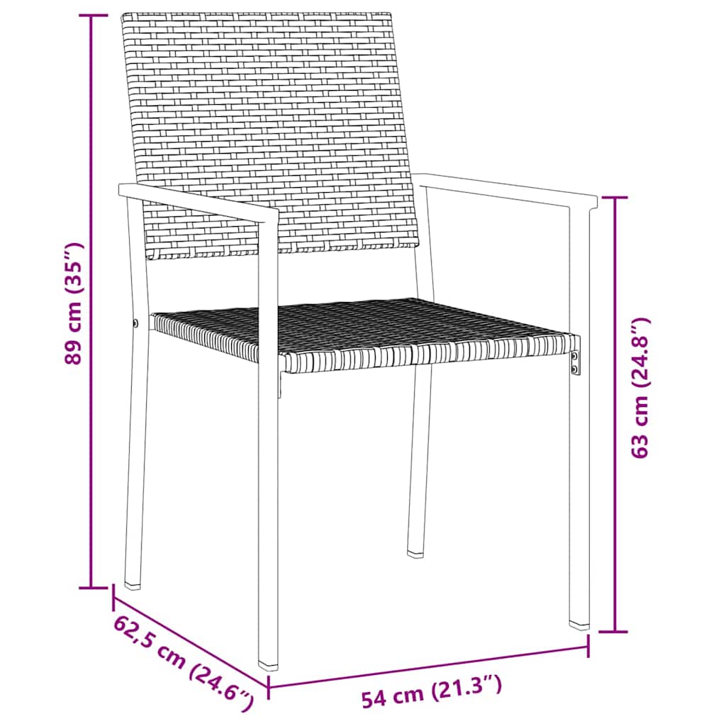 Set da Pranzo per Giardino 5 pcs Nero Poly Rattan