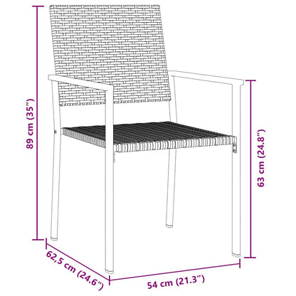 Set da Pranzo per Giardino 5 pcs Nero Poly Rattan