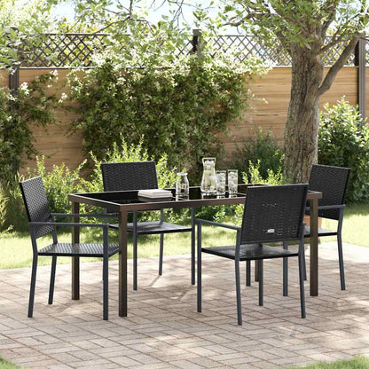 Set da Pranzo per Giardino 5 pcs Nero Poly Rattan - homemem39