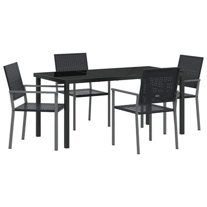 Set da Pranzo per Giardino 5 pcs Nero Poly Rattan - homemem39