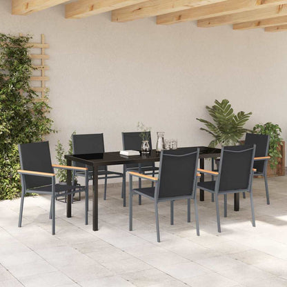 Set da Pranzo per Giardino 7 pcs Nero | homemem39
